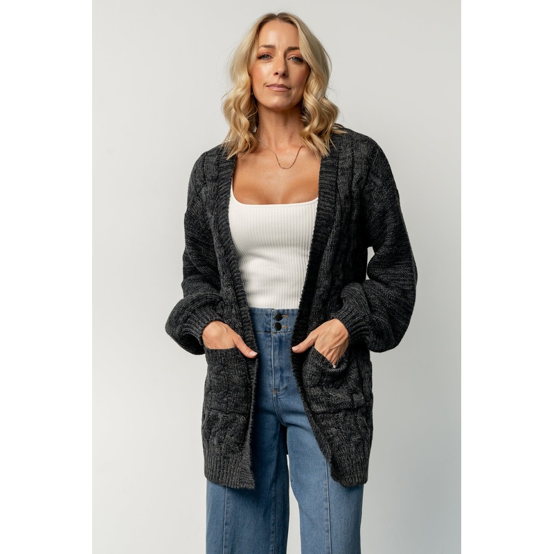 Spencer Chunky Knit Cardigan | Charcoal