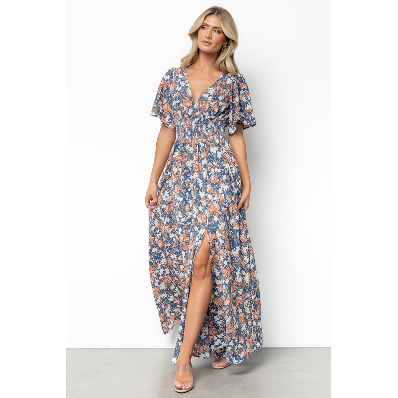 Verona Smocked Maxi Dress | Blue Floral