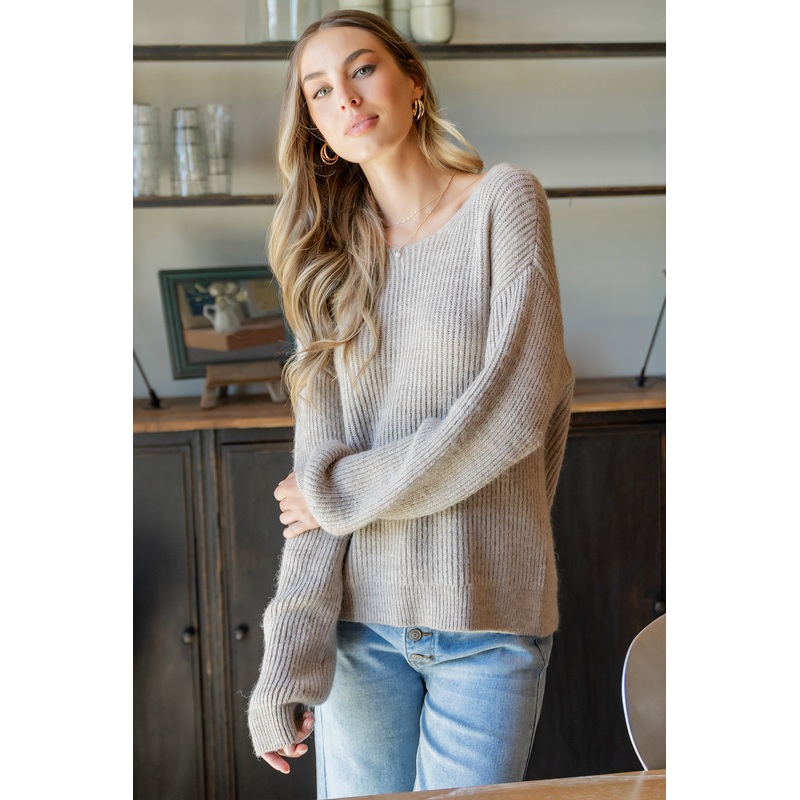 Viola Tie Back Sweater | Natural