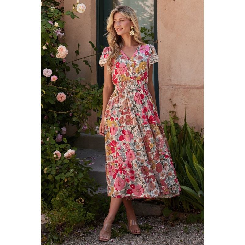 Aliyah Midi Dress | Cream Multi Floral