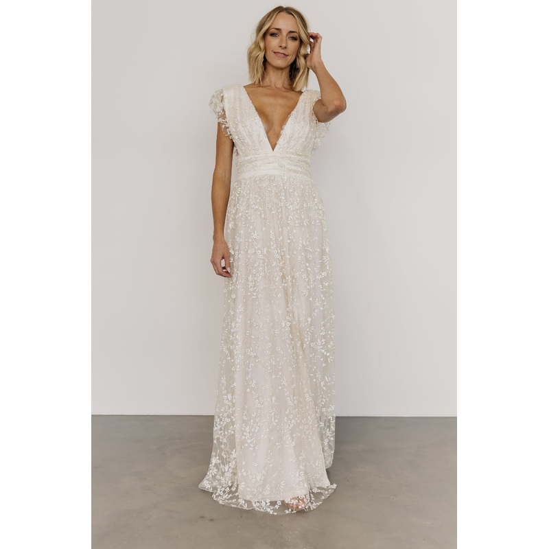 Arlene Shimmer Gown | Ivory|S|M|L|XL|1XL|2XL