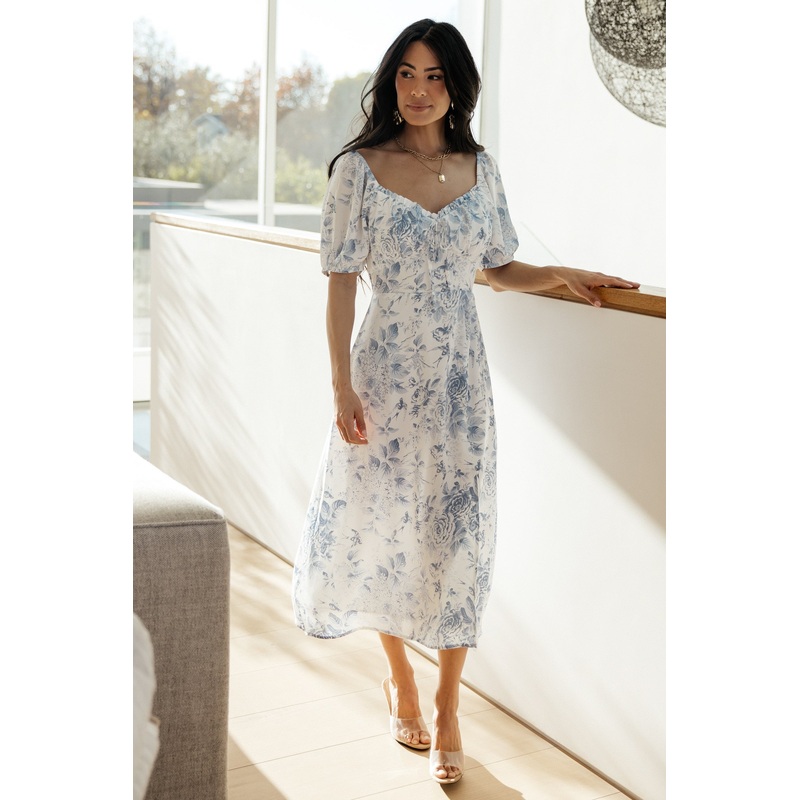 Cadence Midi Dress | Blue Floral