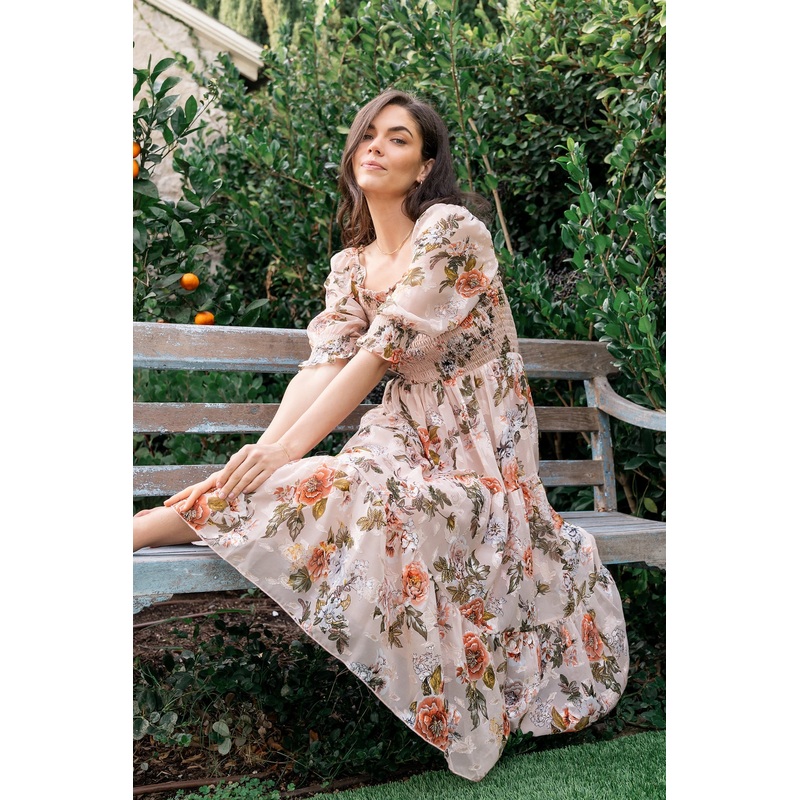 Fabian Jacquard Midi Dress | Dusty Mauve Multi