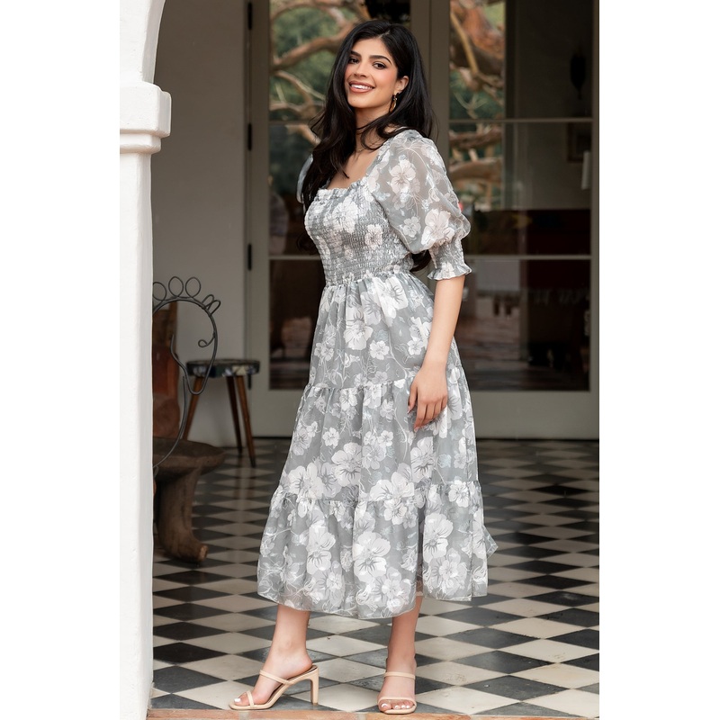 Fabian Jacquard Midi Dress | Dusty Sage