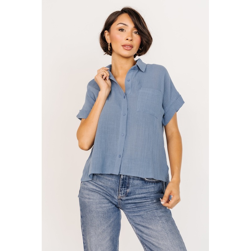 Hammond Short Sleeve Top | Slate Blue