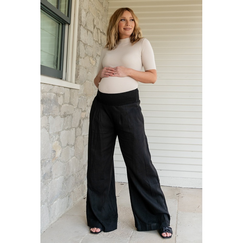 Parvati Smocked Waist Pants | Black