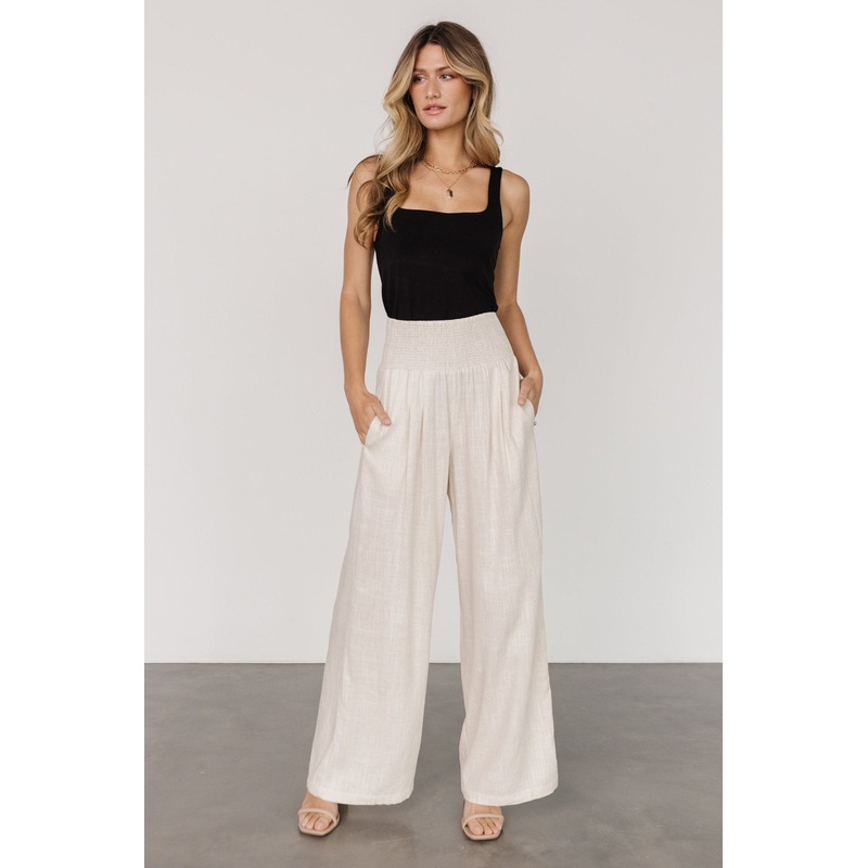 Parvati Smocked Waist Pants | Natural