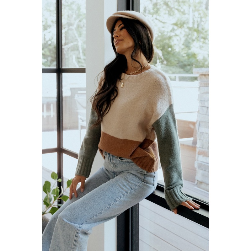 Randi Color Block Sweater | Natural