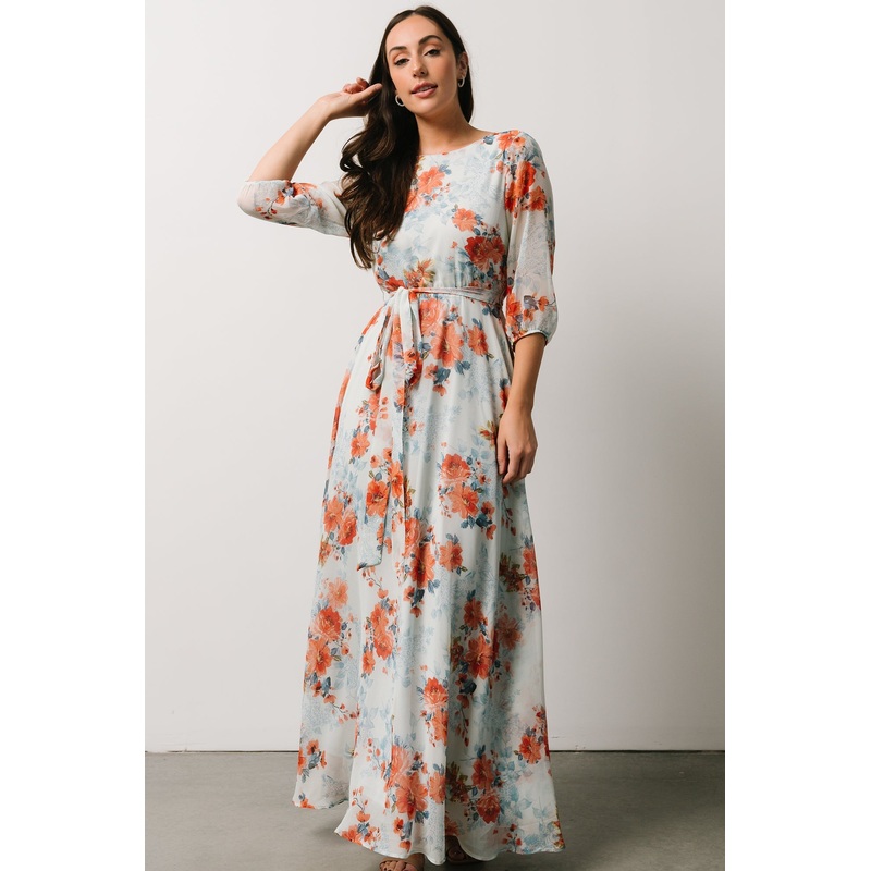 Rebecca Maxi Dress | Blue + Coral Blossom