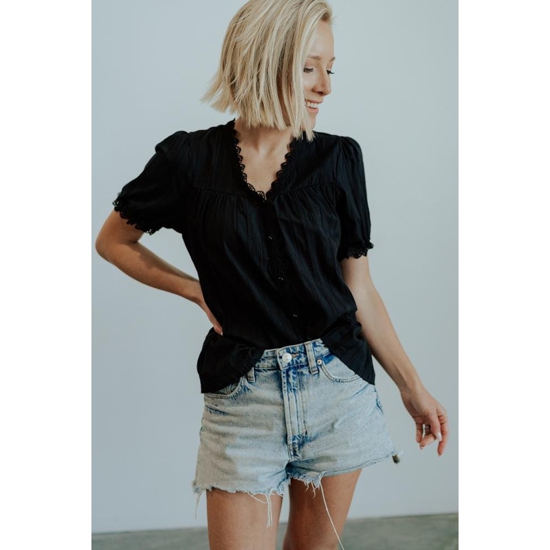 Sloane Button Top | Black|XS|S|M|L|XL|1XL|2XL|3XL