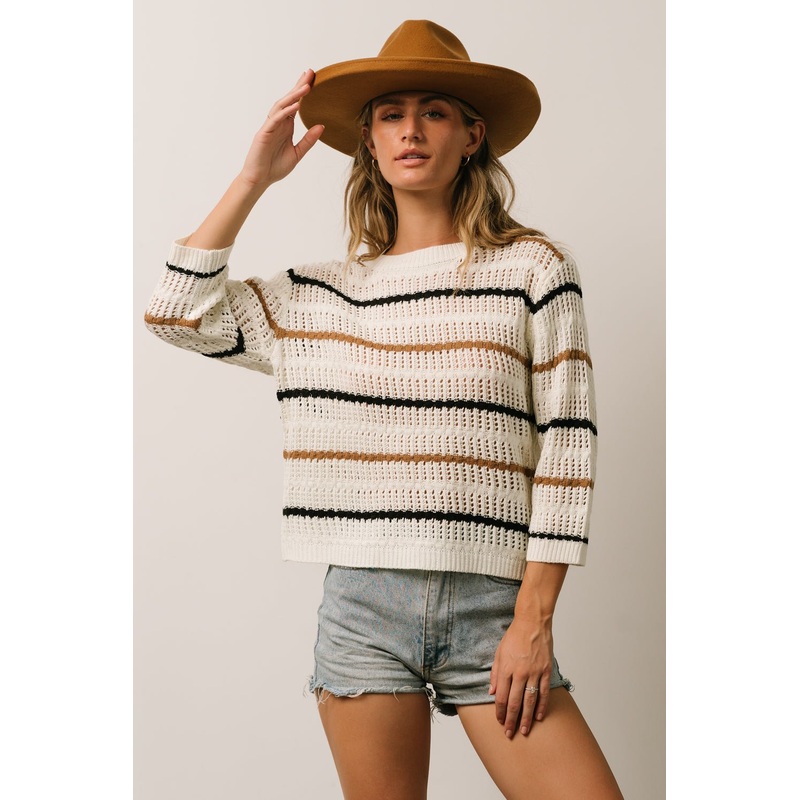 Sundance Knit Sweater Top | Ivory Multi Stripe