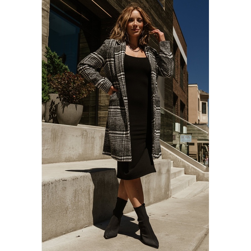 Townley Houndstooth Coat | Black + Off White