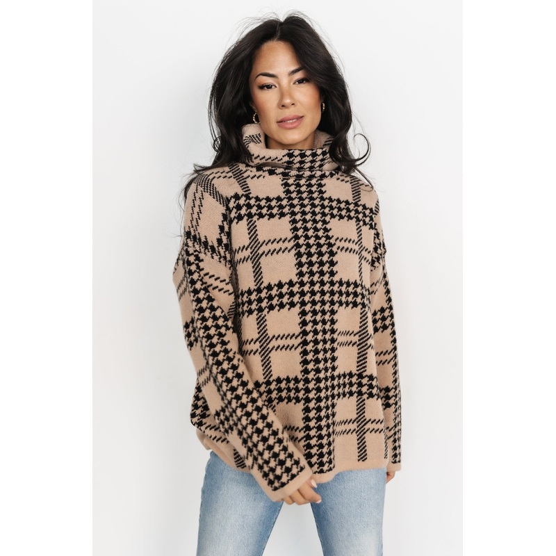 Alexander Turtleneck Sweater | Taupe + Black