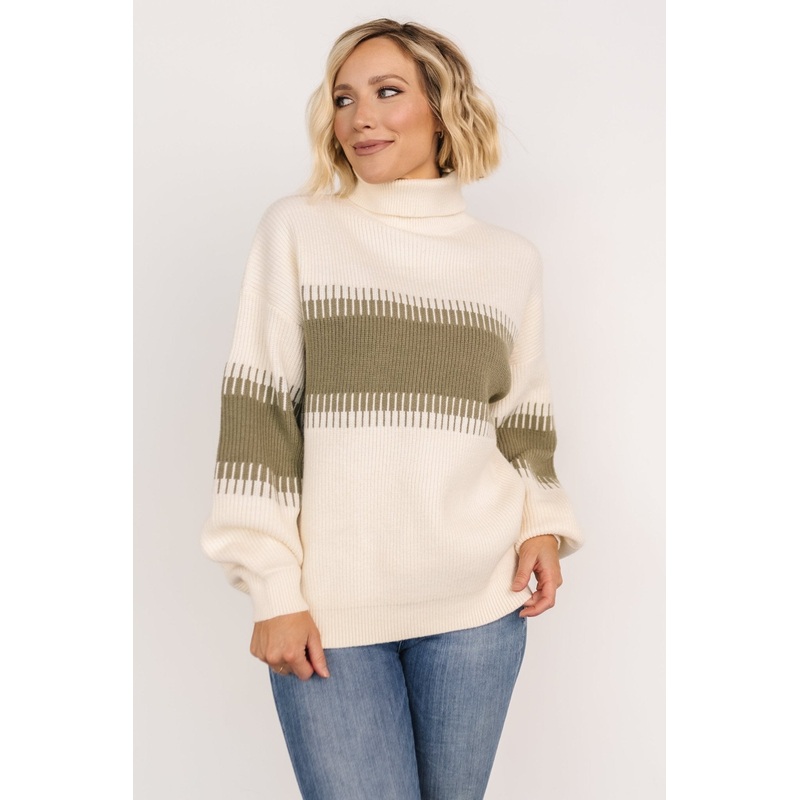 Antonov Turtle Neck Sweater | Sage + Cream