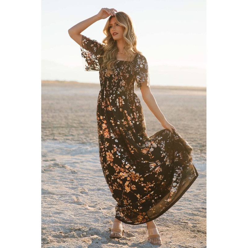 Cassandra Tulle Maxi Dress | Black Blossom