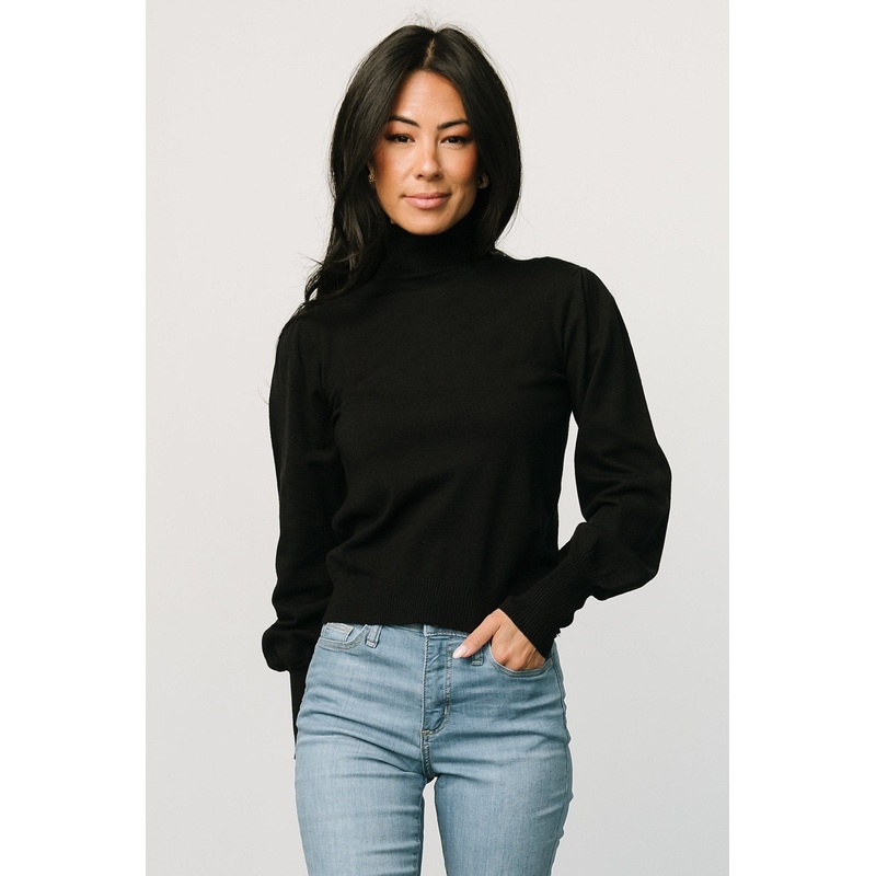 Danica Turtleneck Knit Top | Black