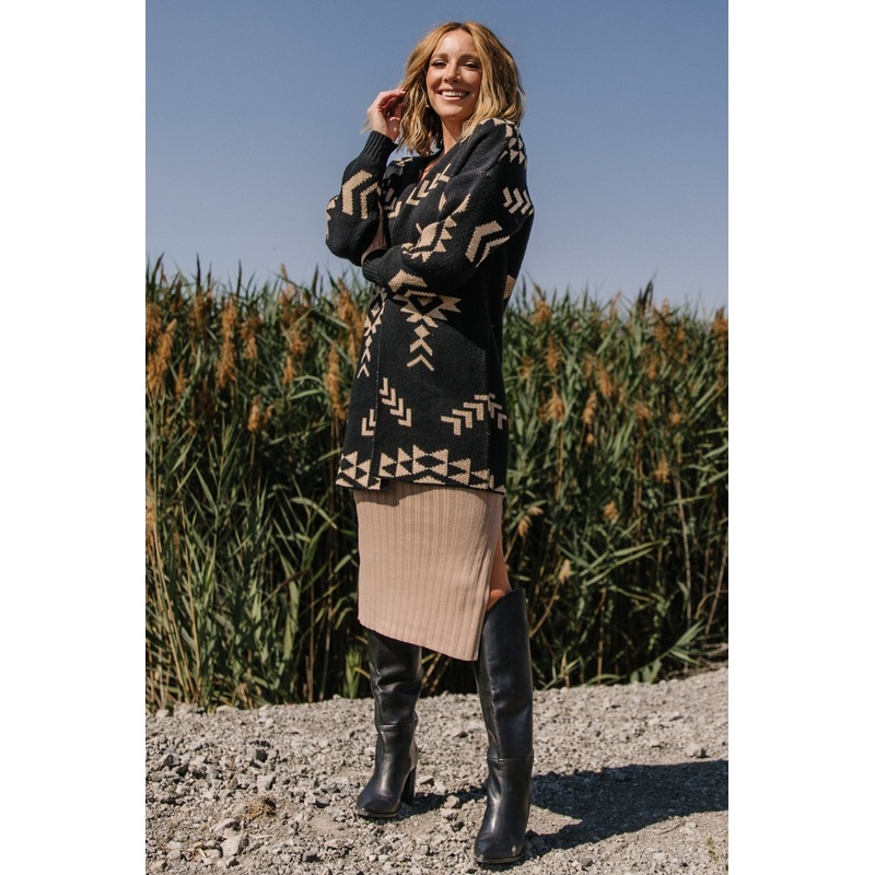 Hays Oversized Cardigan | Black + Tan