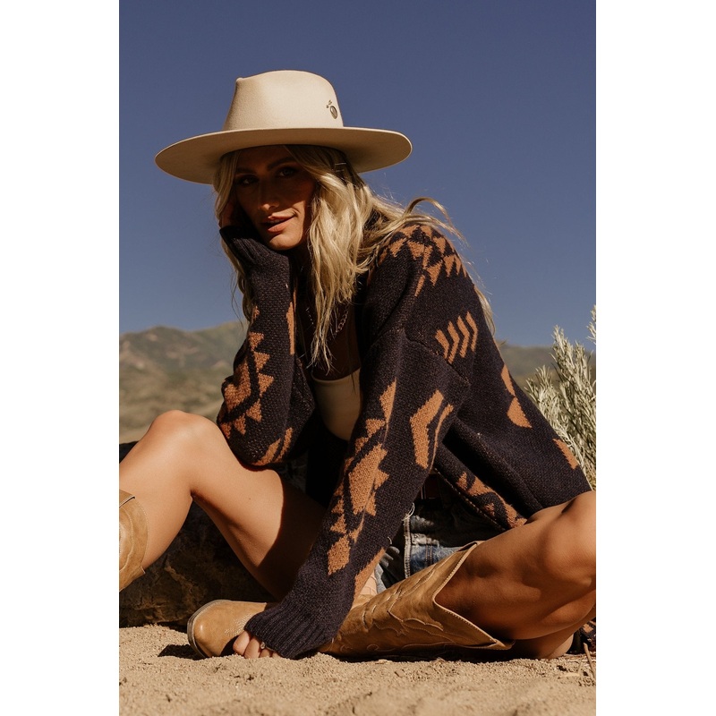 Hays Oversized Cardigan | Navy + Camel