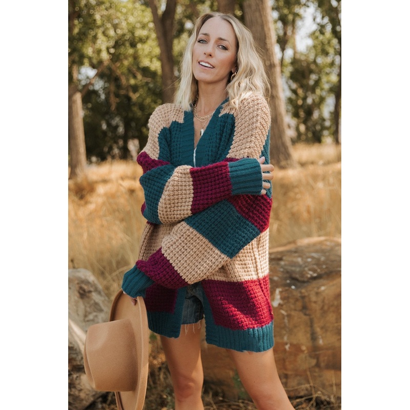 Jonah Chunky Knit Cardigan | Deep Topaz Multi