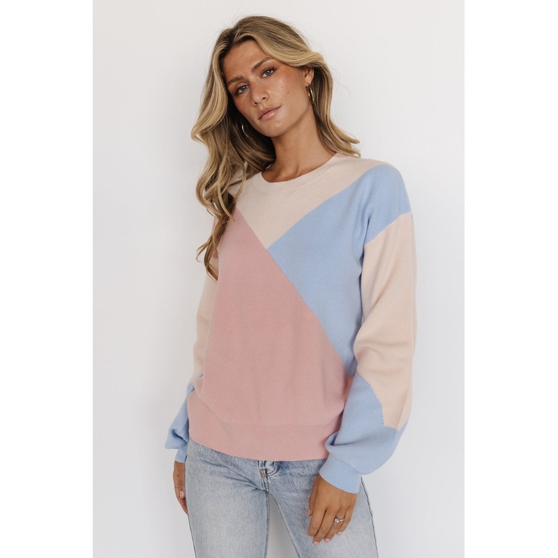 Kendrick Color Block Sweater | Blush Multi