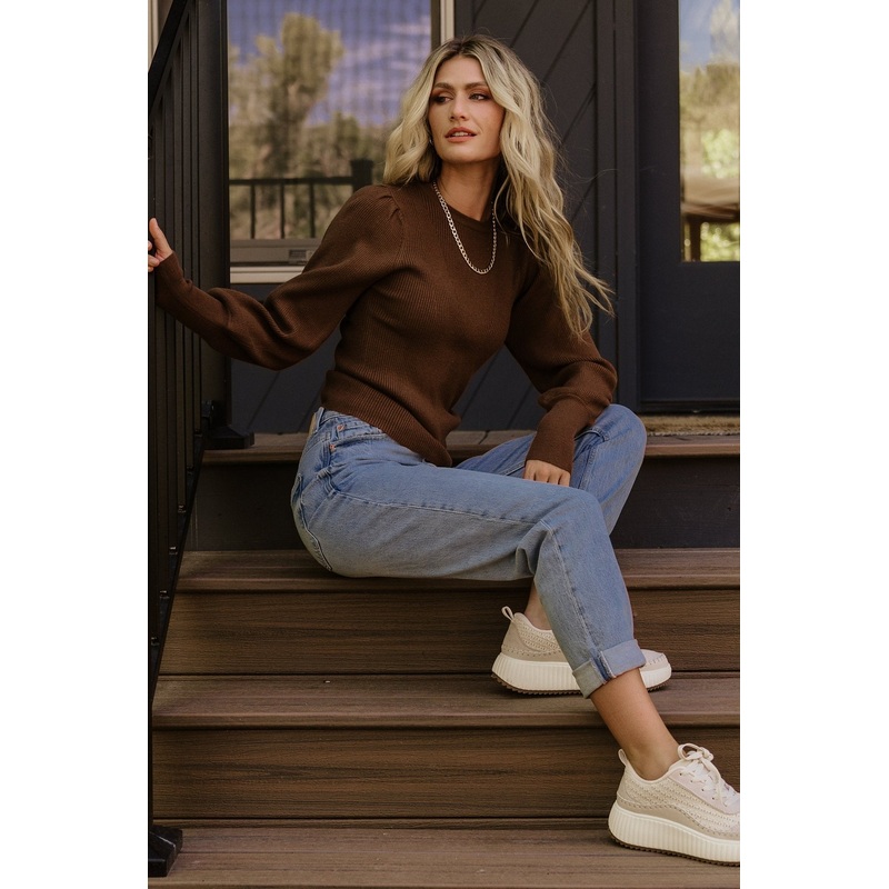 Lilou Rib Knit Sweater | Brown