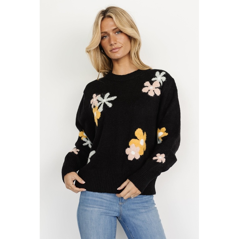 Roxy Sweater | Black Flower|S|M|L|XL