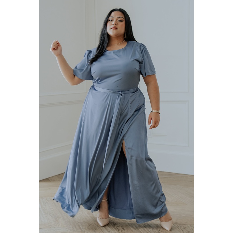 Agnes Satin Maxi Dress | Whisper Blue