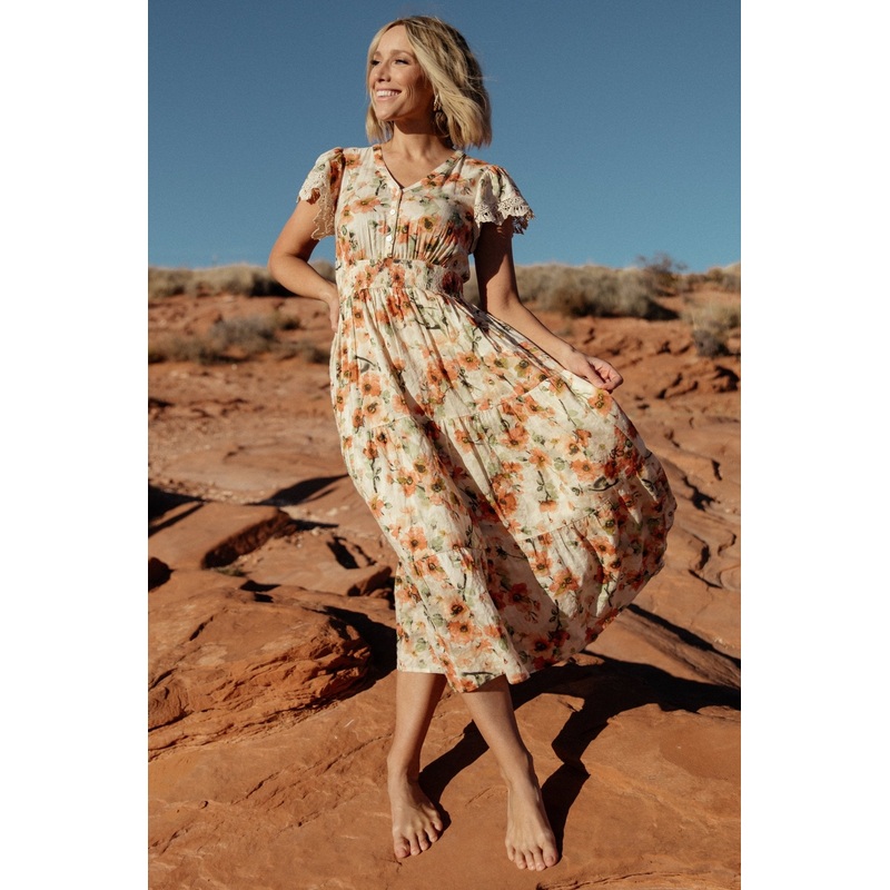 Aliyah Midi Dress | Coral Floral