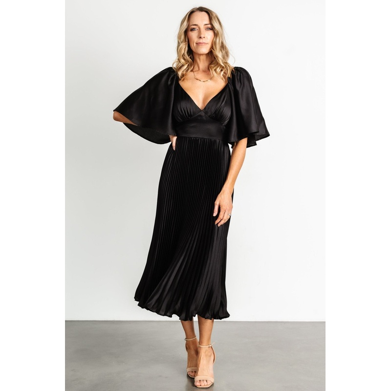 Aubree Pleated Dress | Black|XS|S|M|L|XL