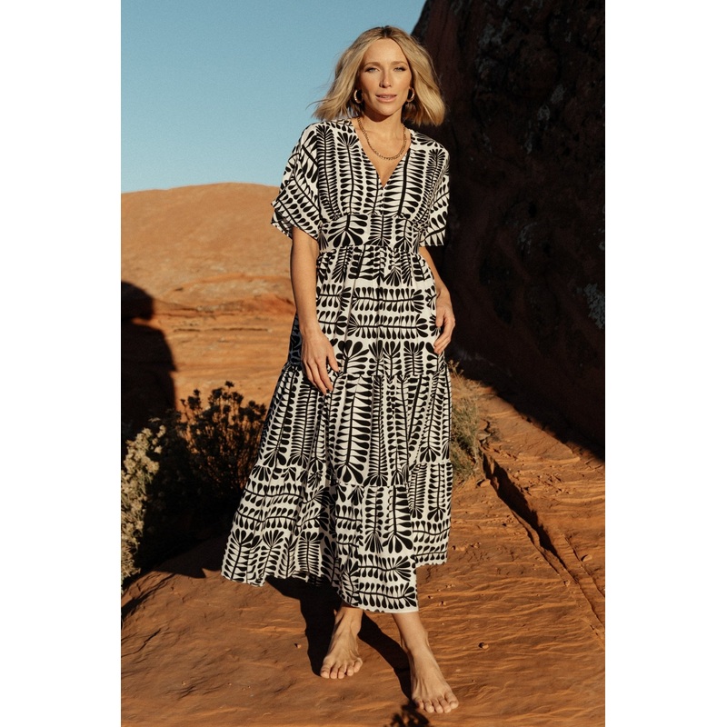 Austin Kimono Dress | Black Print