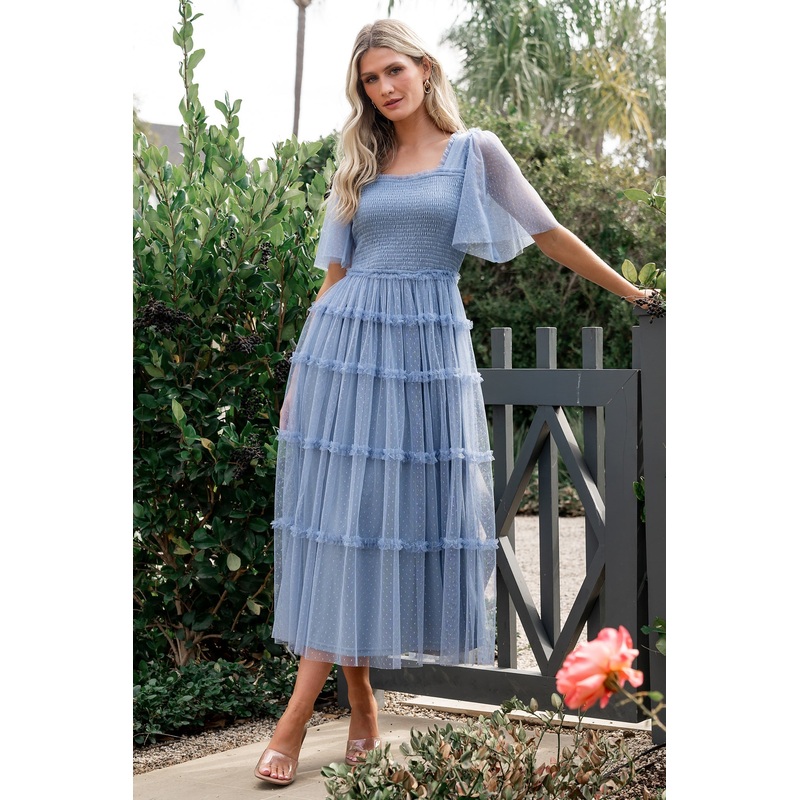 Bexley Tulle Dress | Dusty Blue