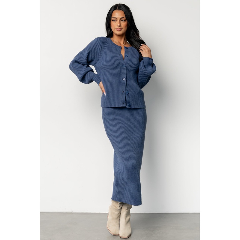 Blair Rib Knit Cardigan | Blue
