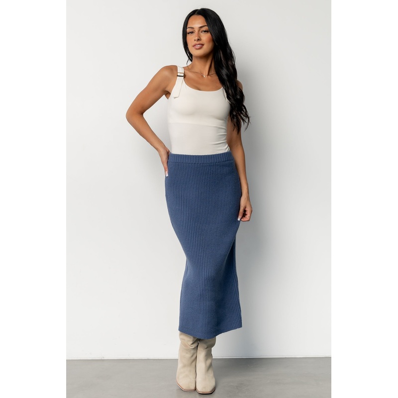 Blair Rib Knit Skirt | Blue|XS|S|M|L|XL|1XL|2XL|3XL