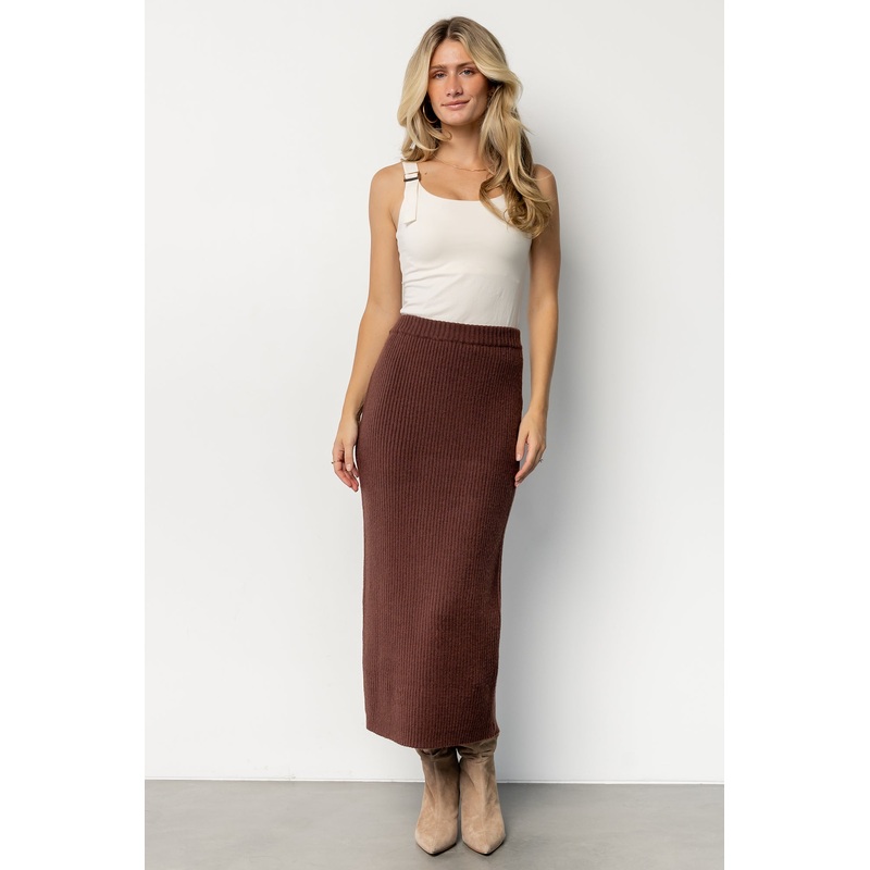 Blair Rib Knit Skirt | Mahogany