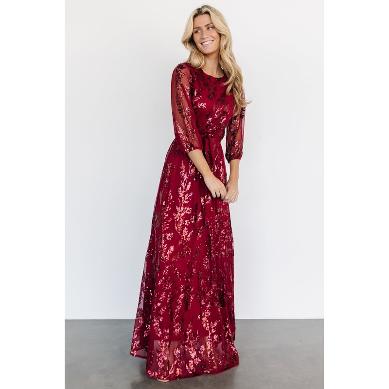 Destiny Sequin Maxi Dress | Wine