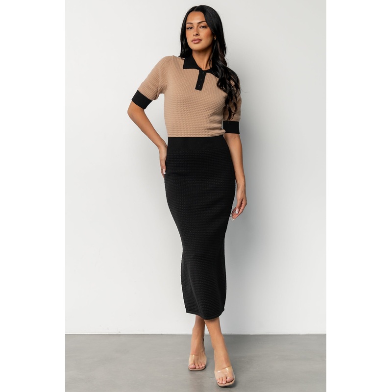 Gwendolyn Collared Midi Dress | Black + Mocha