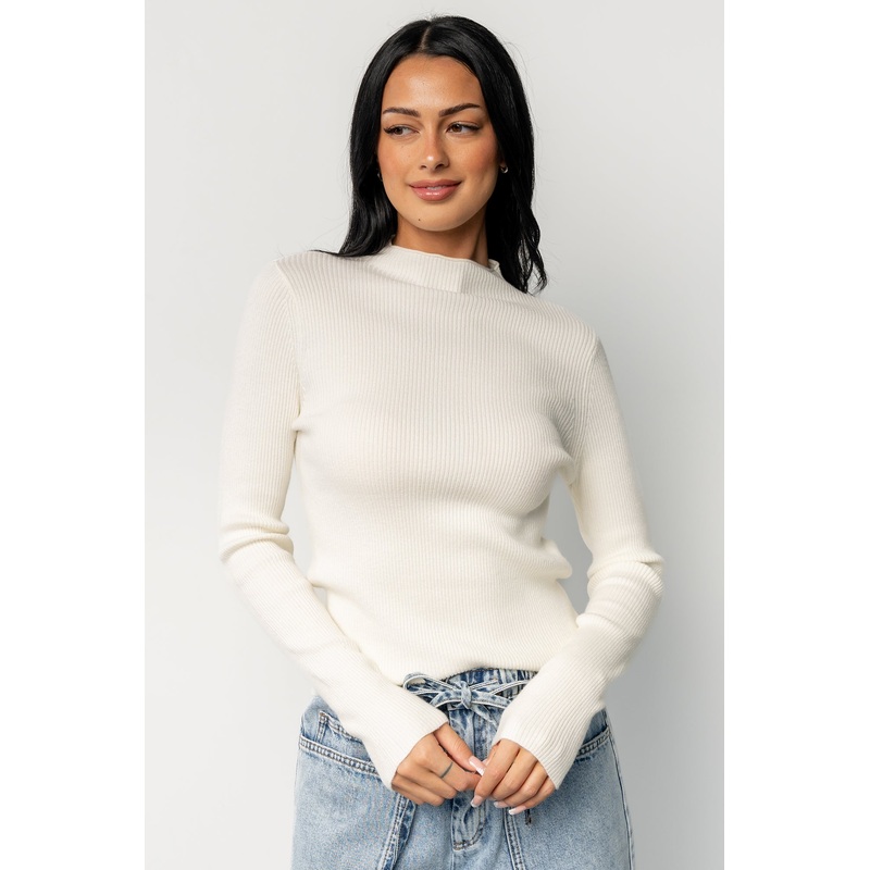 Ilsa Ribbed Sweater Top | Ivory