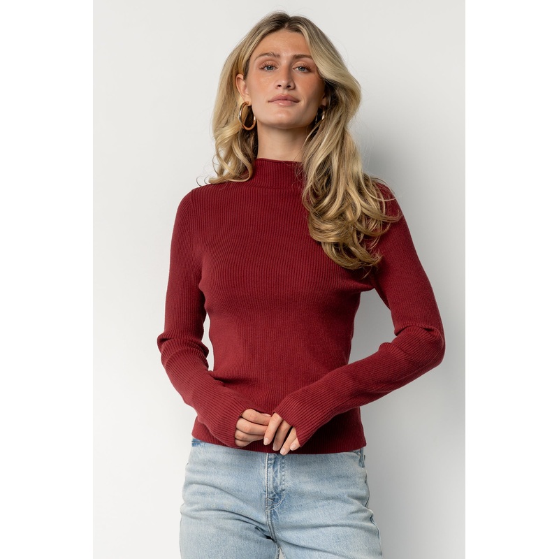 Ilsa Ribbed Sweater Top | Merlot