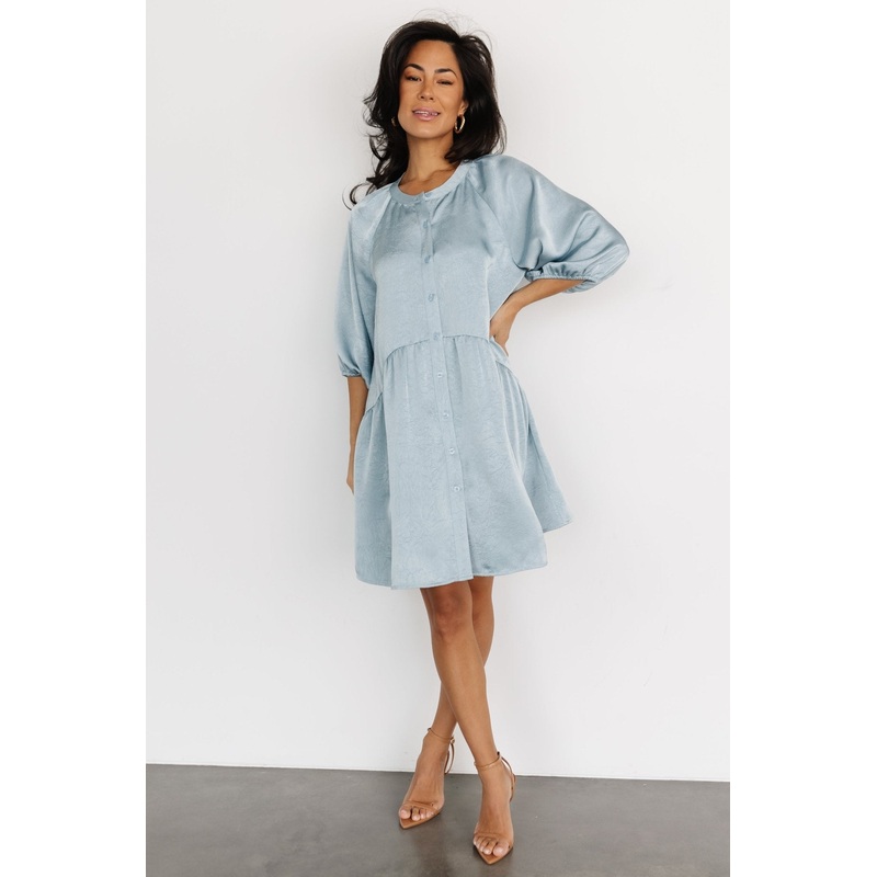Janice Button Dress | Blue|XS|S|M|L|XL