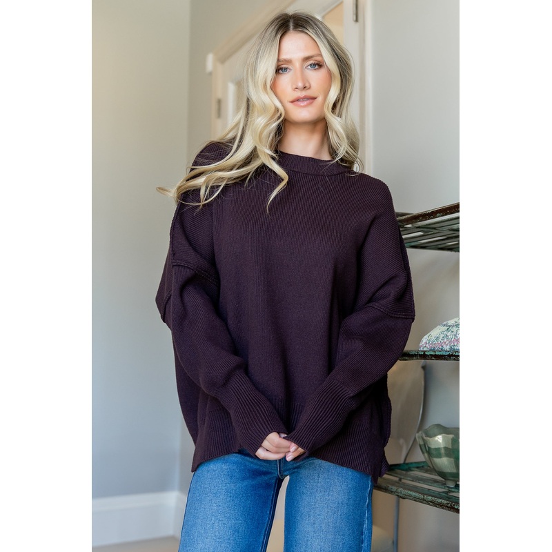 Jeremiah Knit Sweater | Dark Plum