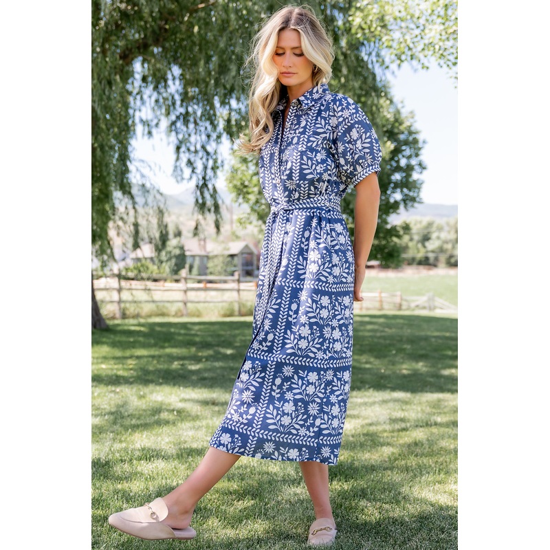 Karla Midi Dress | Deep Slate + White Floral