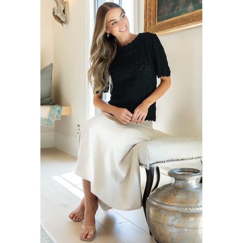 Serenity Knit Sweater Top | Black