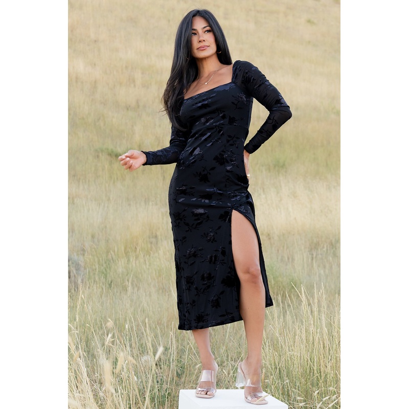 Tamara Midi Dress | Black Floral