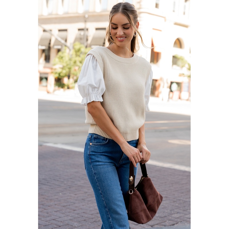Taylor Puff Sleeve Top | Cream + Ivory