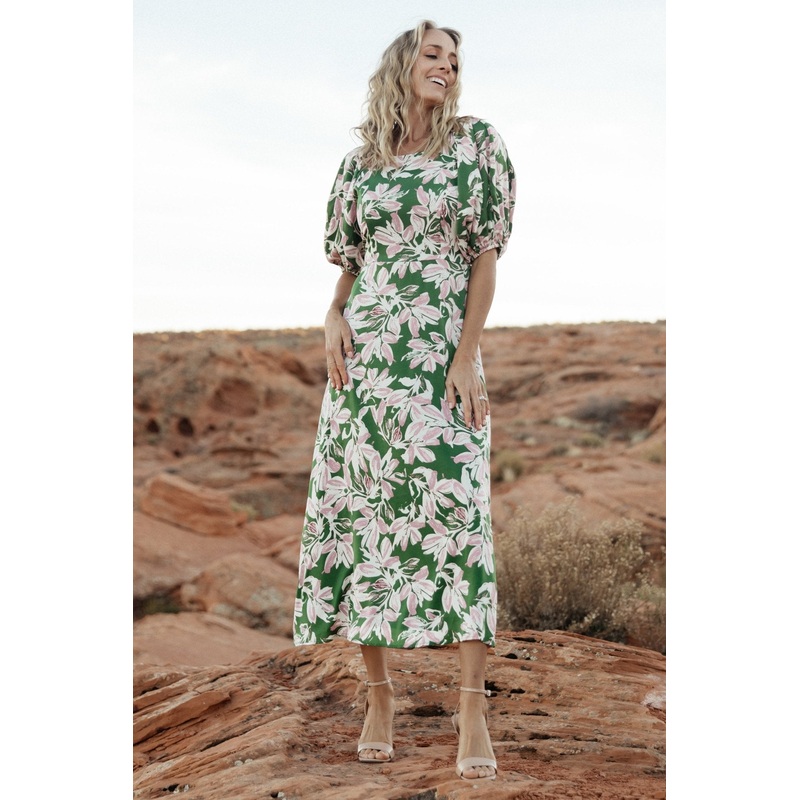 Tucson Midi Dress | Green + Pink