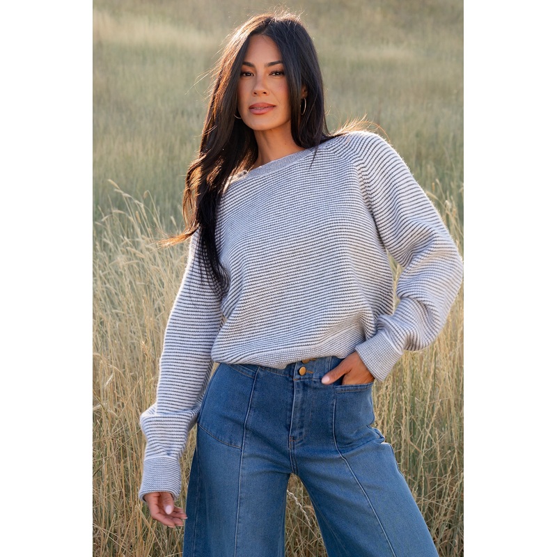 Zadie Striped Sweater | Ivory + Olive