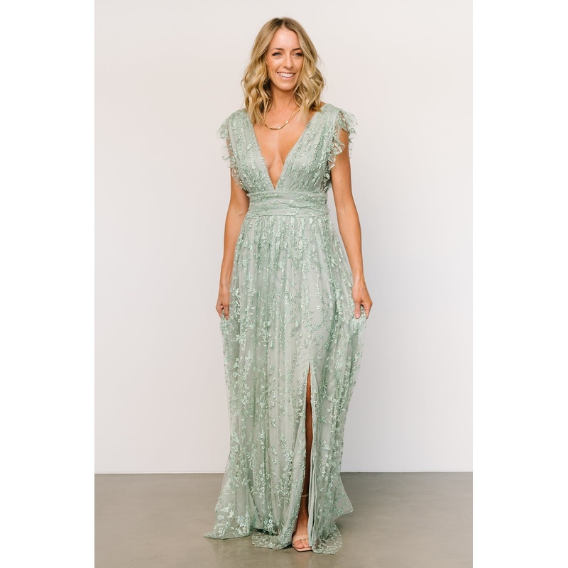 Arlene Shimmer Gown | Sage|S|M|L|XL|1XL|2XL