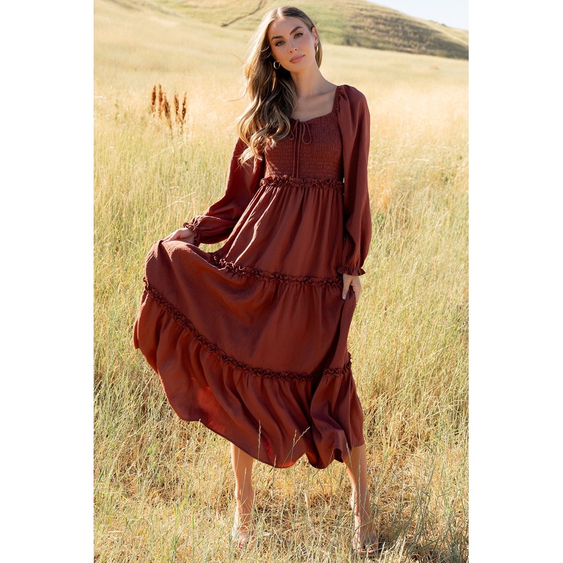 Britta Maxi Dress | Cinnamon|XS|S|M|L|XL|1XL|2XL|3XL