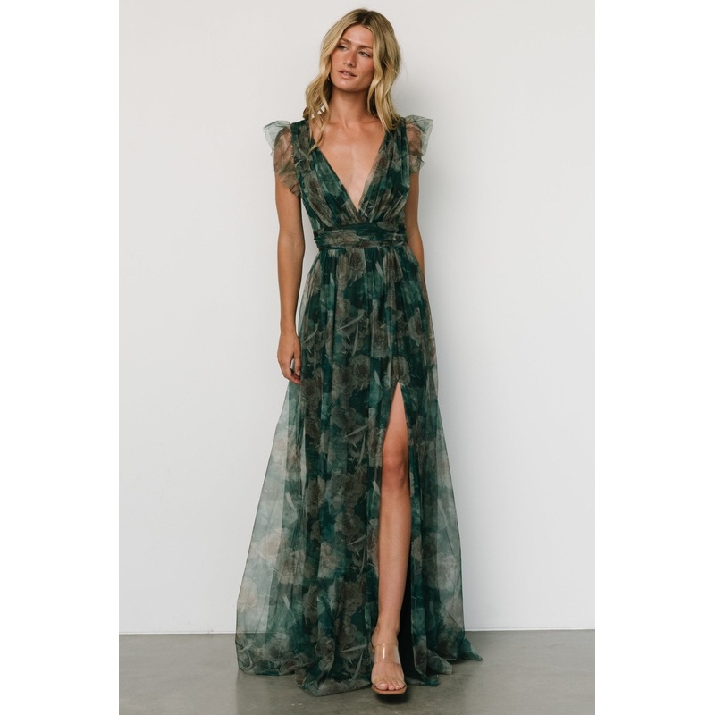 Carmine Maxi Dress | Green Floral