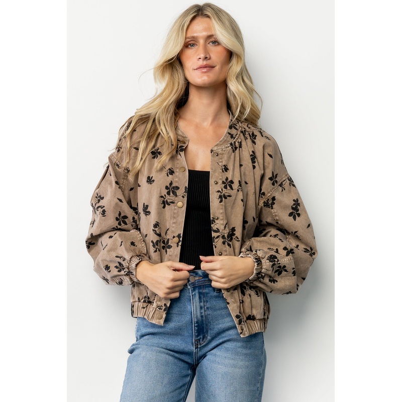 Gia Bomber Jacket | Brown Floral